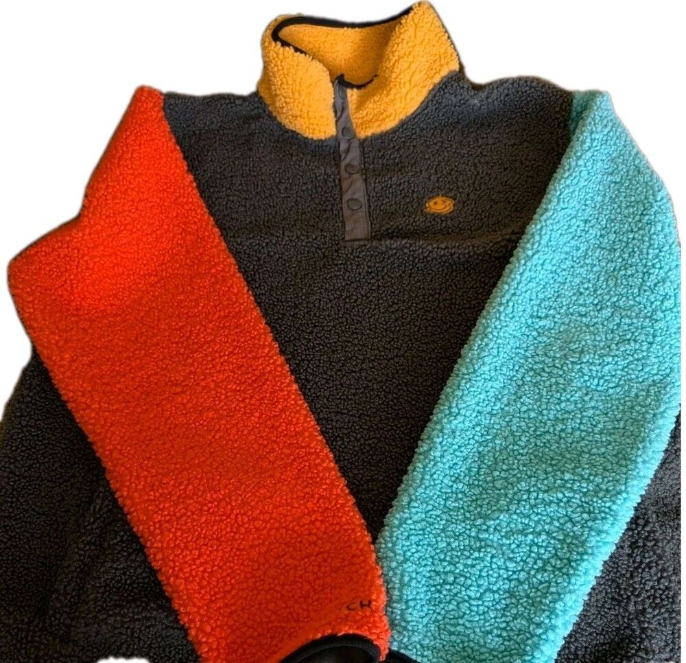 Dutch Bros Coffee Sherpa Fleece Pullover Colorblock Employee Exclusive XL